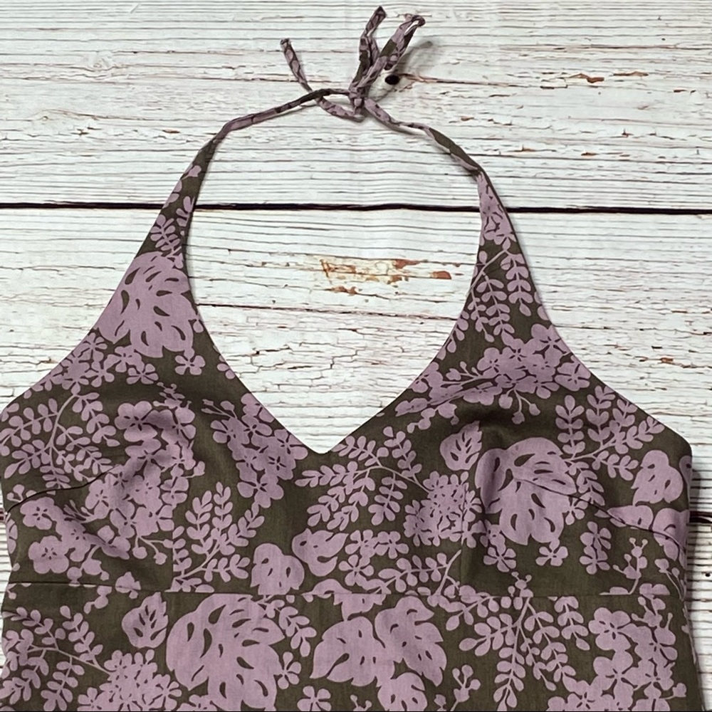 J Crew Floral Print Brown and Pink Halter Dress Sz 2 - Picture 10 of 16